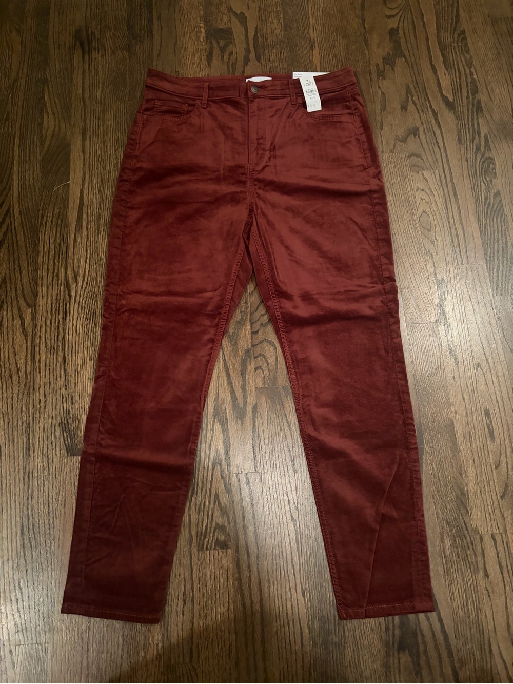 LOFT Women's Straight-Leg Dark Brick Red Corduroy Jeans NWT size 14 - Picture 11 of 11